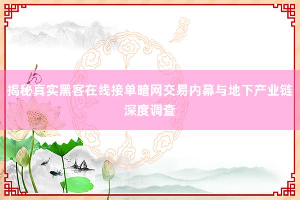 揭秘真实黑客在线接单暗网交易内幕与地下产业链深度调查
