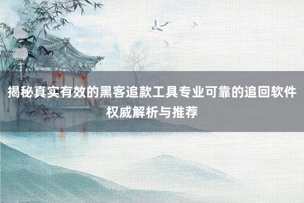 揭秘真实有效的黑客追款工具专业可靠的追回软件权威解析与推荐