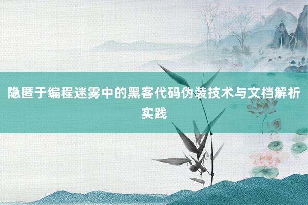 隐匿于编程迷雾中的黑客代码伪装技术与文档解析实践