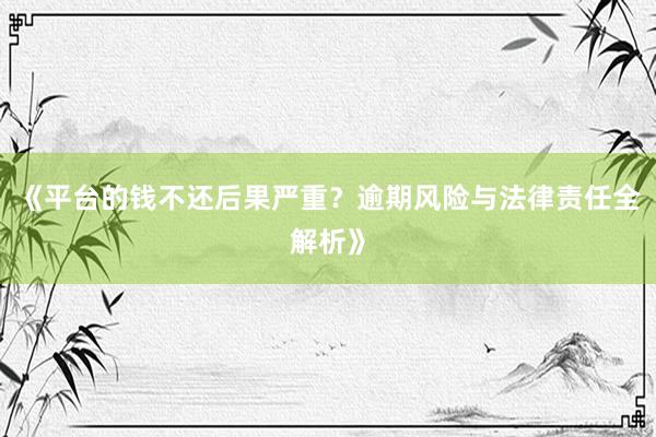 《平台的钱不还后果严重？逾期风险与法律责任全解析》